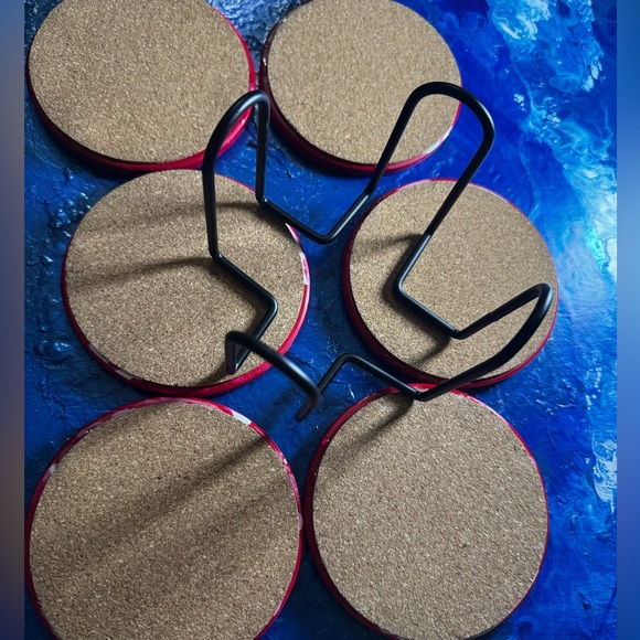 6) COASTERS- Red Set of 6 w/holder
Acrylic and resin top! Handmade - Picture 3 of 10